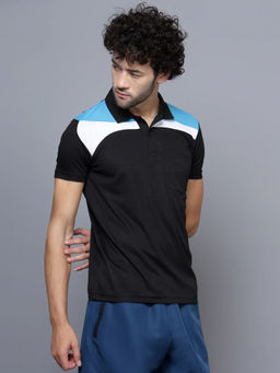 Shiv Naresh - Black Colorblock Fitted Fit Polo T-Shirt