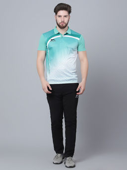 Shiv Naresh - Green Printed Fitted Fit Polo T-Shirt