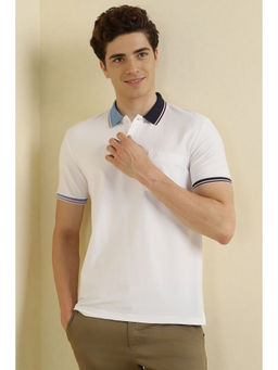 Allen Solly - White Solid Regular Fit Polo T-Shirt