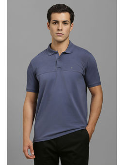 Louis Philippe - Blue Printed Slim Fit Polo T-Shirt