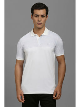 Louis Philippe - White Printed Slim Fit Polo T-Shirt