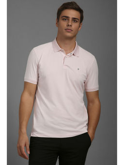 Louis Philippe - Pink Solid Slim Fit Polo T-Shirt