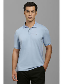 Louis Philippe - Blue Solid Slim Fit Polo T-Shirt