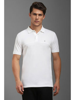 Louis Philippe - White Solid Slim Fit Polo T-Shirt