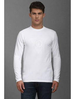 Louis Philippe - White Printed Slim Fit T-Shirt