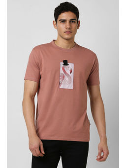 Van Heusen - Peach Printed Slim Fit T-Shirt
