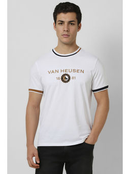 Van Heusen - White Embroidered Regular Fit T-Shirt