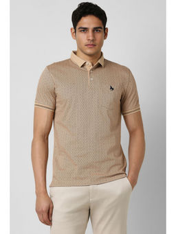 Van Heusen - Beige Printed Regular Fit Polo T-Shirt