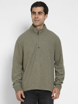 American Eagle - Olive Self Design Oversized Fit T-Shirt