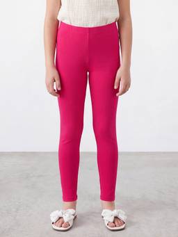 R&B - Girls Solid Pink Ankle-Length Leggings