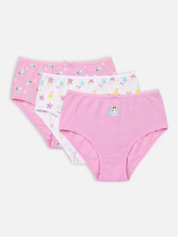 R&B - Girls Pink Printed Regular Fit Panties (Pack Of 3)