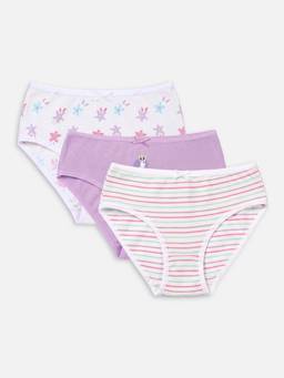 R&B - Girls Orchid Printed Regular Fit Panties (Pack Of 3)