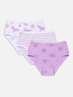 R&B - Girls Orchid Printed Regular Fit Panties (Pack Of 3)