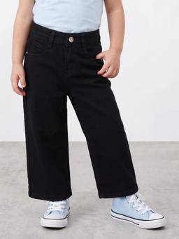 R&B - Girls Black Regular Fit Mid Rise Denim Jeans