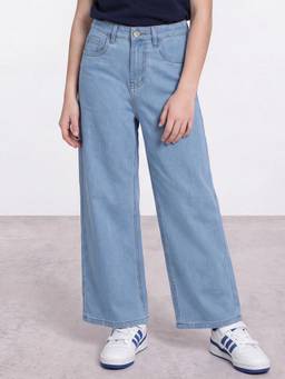 R&B - Girls Light Blue Pure Cotton Mid Rise Denim Jeans