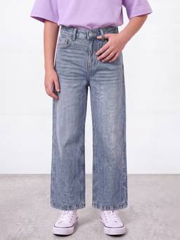 R&B - Girls Blue Pure Cotton Mid Rise Denim Jeans