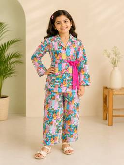 Rangi Saga - Girls Pink Fruit Print Cotton Co-Ord Set