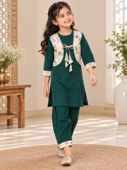 Rangi Saga - Girls Green Straight Kurta And Salwar