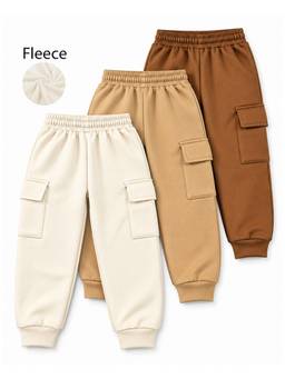 Trampoline - Boys Fleece Knit Cargo Joggers (Pack Of 3)
