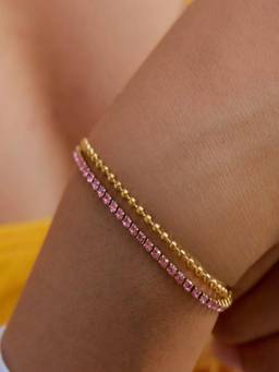 AQUASTREET - Zircon Layered Tennis Bracelet Anti-Tarnish Waterproof 18K Gold Plated for Women