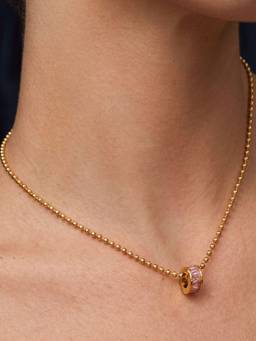 AQUASTREET - Rope Chain Pink Zircon Pendant Necklace Anti-Tarnish Waterproof 18K Gold Plated