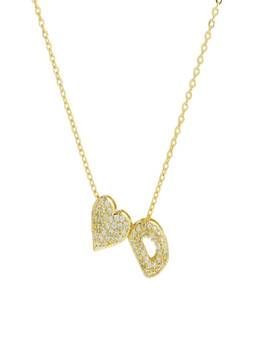 AQUASTREET - Reversible Initial Letter D and Heart With Zircons Gold Plated AntiTarnish Necklace