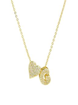 AQUASTREET - Reversible Initial Letter G and Heart With Zircons Gold Plated AntiTarnish Necklace