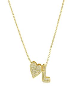 AQUASTREET - Reversible Initial Letter L and Heart With Zircons Gold Plated AntiTarnish Necklace