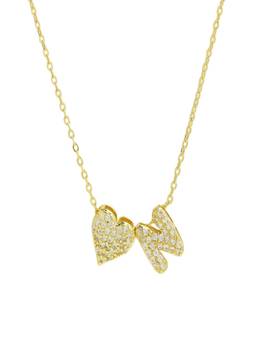 AQUASTREET - Reversible Initial Letter N and Heart With Zircons Gold Plated AntiTarnish Necklace