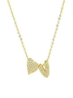 AQUASTREET - Reversible Initial Letter V and Heart With Zircons Gold Plated AntiTarnish Necklace