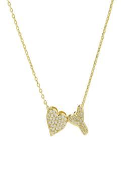 AQUASTREET - Reversible Initial Letter Y and Heart With Zircons Gold Plated AntiTarnish Necklace