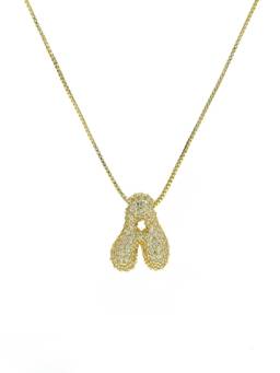 AQUASTREET - Initial Balloon Letter A With Zircons Gold Plated AntiTarnish Pendant Necklace