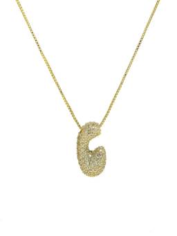 AQUASTREET - Initial Balloon Letter C With Zircons Gold Plated AntiTarnish Pendant Necklace