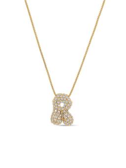AQUASTREET - Initial Balloon Letter R With Zircons Gold Plated AntiTarnish Pendant Necklace