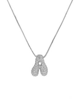 AQUASTREET - Initial Balloon Letter A With Zircons Silver Plated AntiTarnish Pendant Necklace