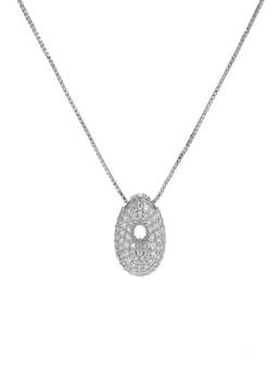 AQUASTREET - Initial Balloon Letter O With Zircons Silver Plated AntiTarnish Pendant Necklace