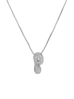 AQUASTREET - Initial Balloon Letter P With Zircons Silver Plated AntiTarnish Pendant Necklace