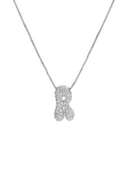 AQUASTREET - Initial Balloon Letter R With Zircons Silver Plated AntiTarnish Pendant Necklace