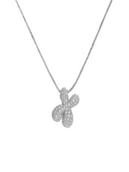 AQUASTREET - Initial Balloon Letter X With Zircons Silver Plated AntiTarnish Pendant Necklace