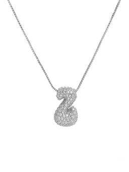 AQUASTREET - Initial Balloon Letter Z With Zircons Silver Plated AntiTarnish Pendant Necklace