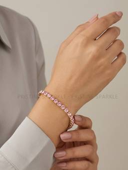RACHIVA - Zircon Inlay with Pink Cz Tennis Bracelet (2.6)