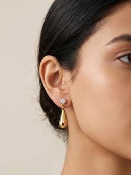 RACHIVA - 18K Gold Plated Cz Stud Teardrop Earrings