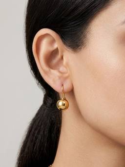 RACHIVA - 18K Gold Plated Ball Drop Hoop Earrings