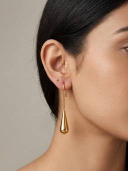 RACHIVA - 18K Gold Plated Matte Teardrop Earrings