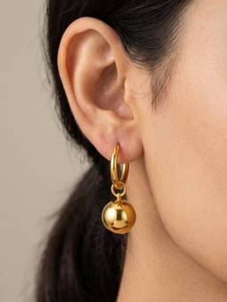 RACHIVA - 18K Gold Plated Ball Drop Hoop Earrings