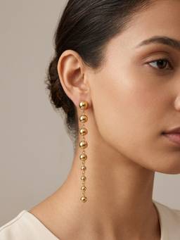 RACHIVA - 18K Gold Plated Graduated Ball Drop Earrings
