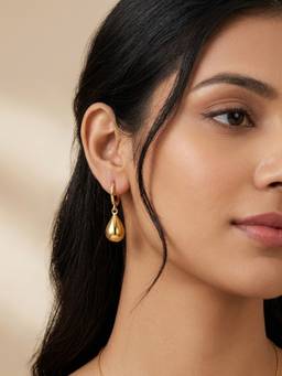 RACHIVA - 18K Gold Plated Bold Teardrop Leverback Hoop Earrings