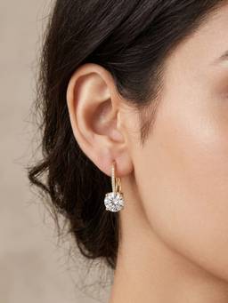 RACHIVA - 18K Gold Plated CZ Leverback Hoop Earrings