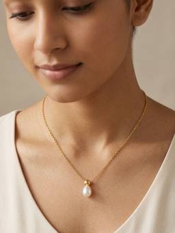 RACHIVA - 18K Gold Plated Pearl Drop Necklace