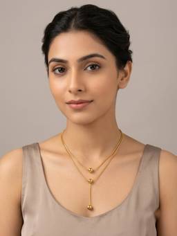 RACHIVA - 18K Gold Plated Layered Bolo Ball Drop Necklace